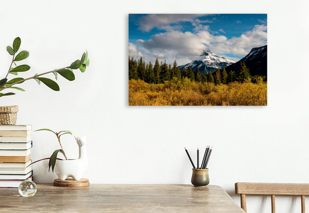 Toile textile haut de gamme Toile textile haut de gamme 120 cm x 80 cm paysage Two Jack Lake, parc national Banff, Alberta 