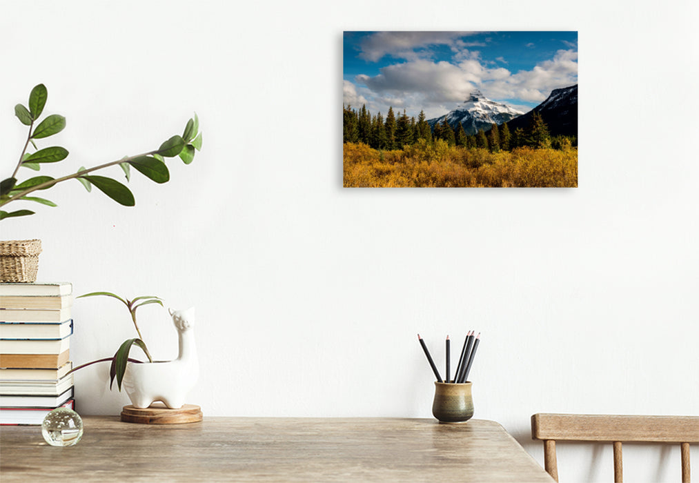 Toile textile haut de gamme Toile textile haut de gamme 120 cm x 80 cm paysage Two Jack Lake, parc national Banff, Alberta 