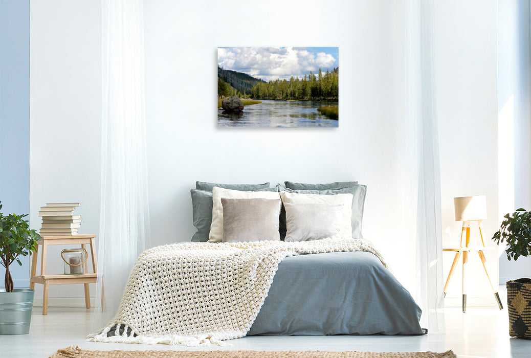 Toile textile premium Toile textile premium 120 cm x 80 cm paysage paysage fluvial à Yellowstone 