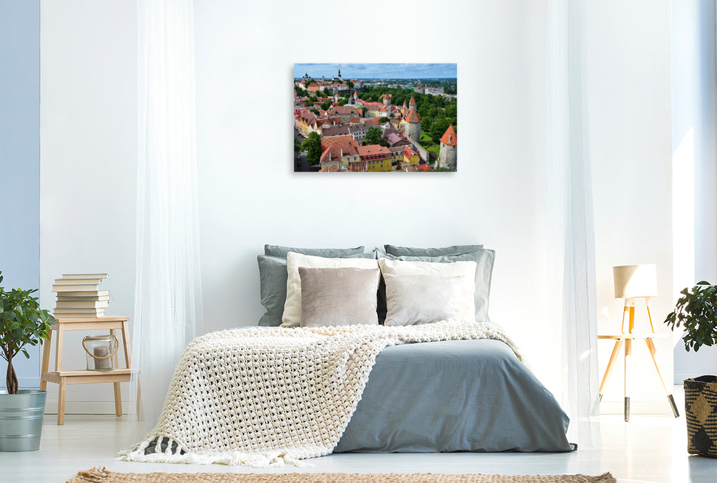 Premium Textil-Leinwand Premium Textil-Leinwand 120 cm x 80 cm quer Blick über die Stadtmauer