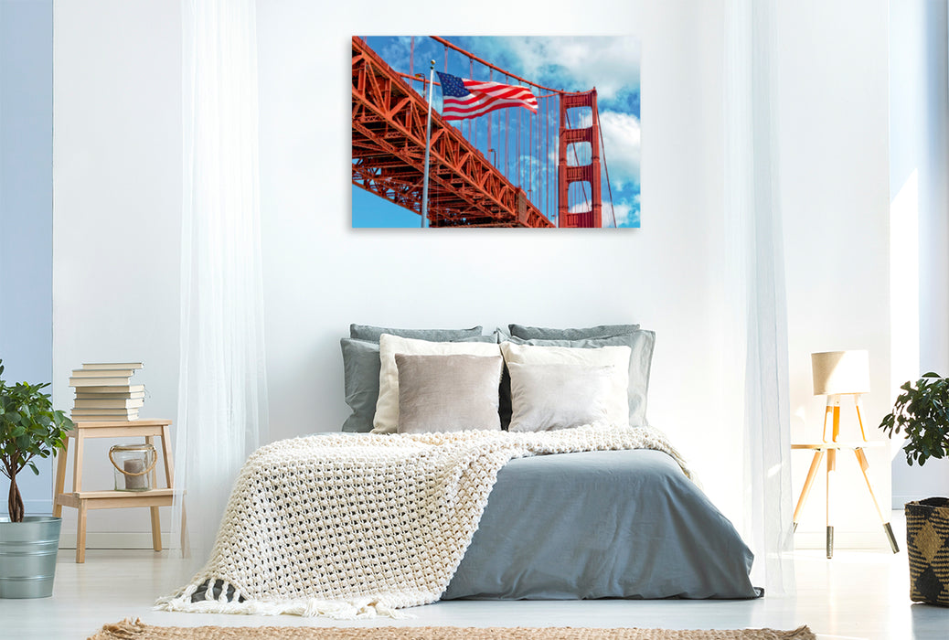 Premium Textil-Leinwand Premium Textil-Leinwand 120 cm x 80 cm quer Golden Gate Bridge - Synonym für San Francisco