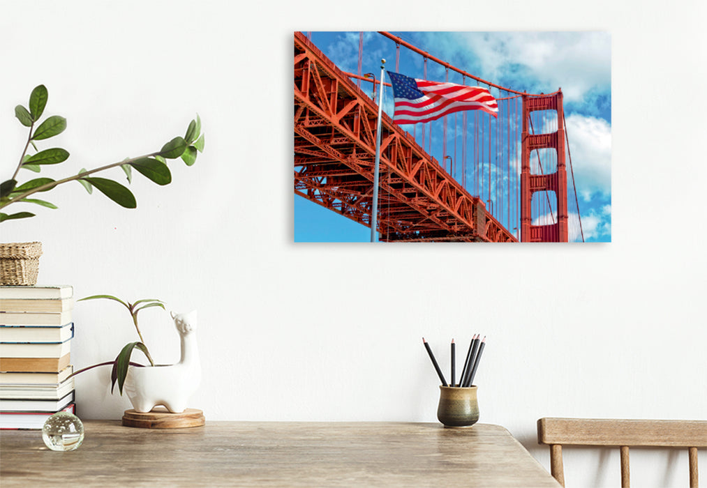 Premium Textil-Leinwand Premium Textil-Leinwand 120 cm x 80 cm quer Golden Gate Bridge - Synonym für San Francisco