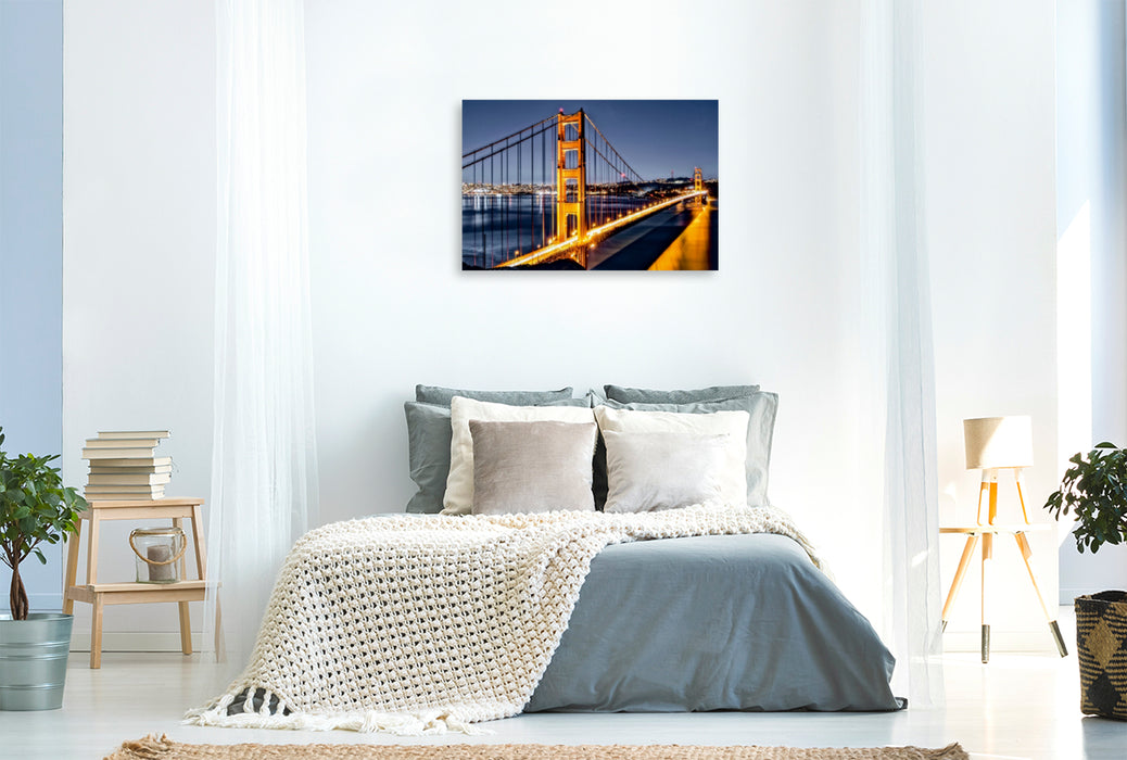 Premium Textil-Leinwand Premium Textil-Leinwand 90 cm x 60 cm quer Golden Gate Bridge - Synonym für San Francisco