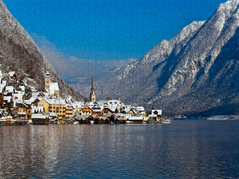 Hallstatt und Hallstättersee im Winter - CALVENDO Foto-Puzzle'