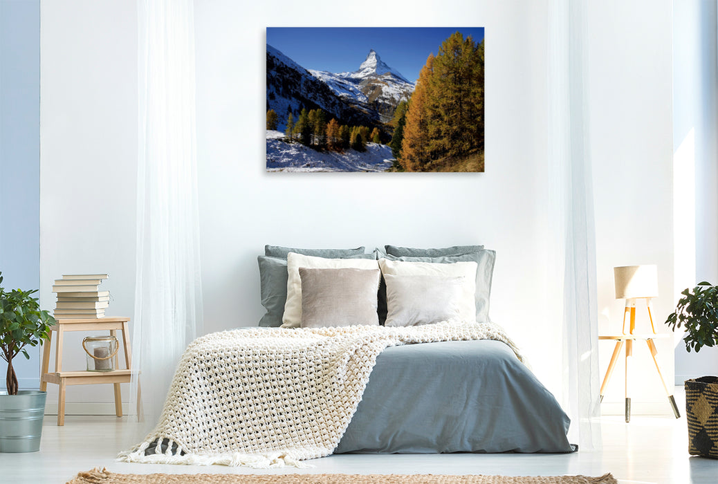 Premium Textil-Leinwand Premium Textil-Leinwand 120 cm x 80 cm quer Zermatt, Matterhorn - swissmountainview.ch