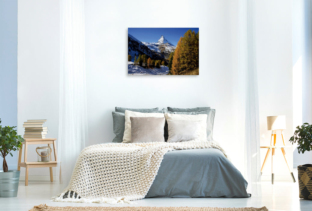 Premium Textil-Leinwand Premium Textil-Leinwand 120 cm x 80 cm quer Zermatt, Matterhorn - swissmountainview.ch