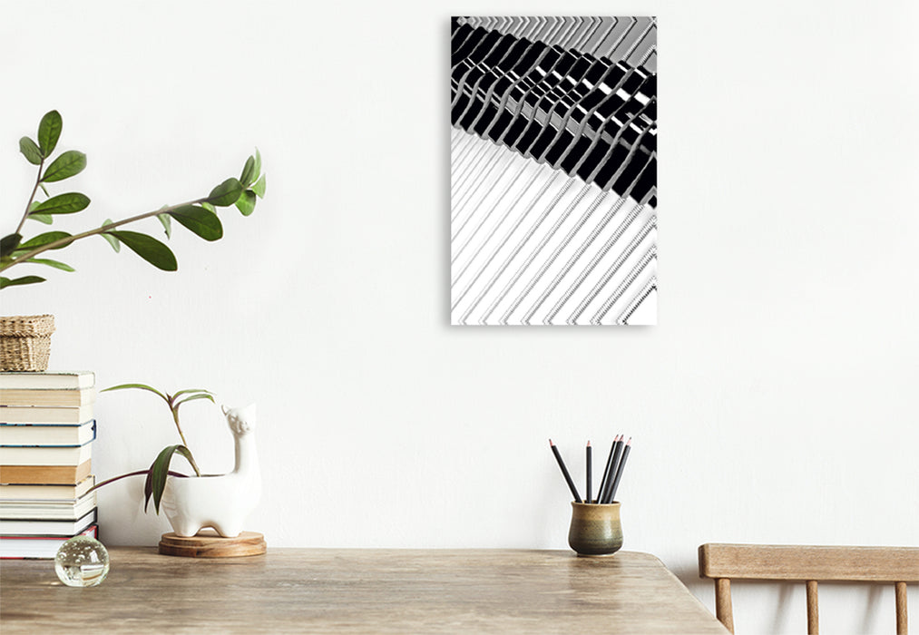 Premium Textil-Leinwand Premium Textil-Leinwand 80 cm x 120 cm  hoch Ein Bild des Kalenders Am Klavier