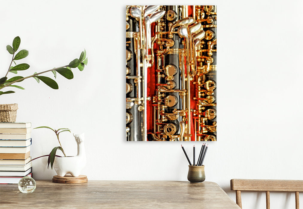 Premium Textil-Leinwand Premium Textil-Leinwand 80 cm x 120 cm  hoch Ein Bild des Zeitplan seiner Oboe