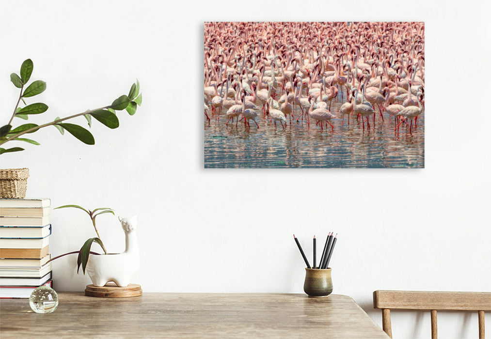 Premium Textil-Leinwand Premium Textil-Leinwand 120 cm x 80 cm quer Flamingos