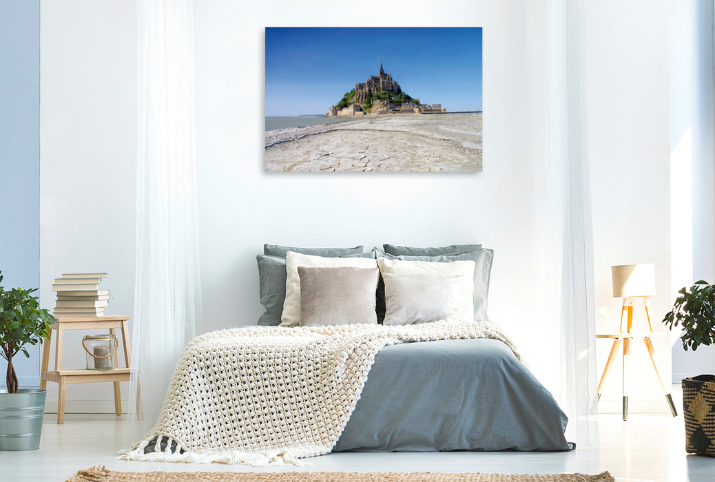 Toile textile premium Toile textile premium 120 cm x 80 cm paysage Mont-Saint-Michel 