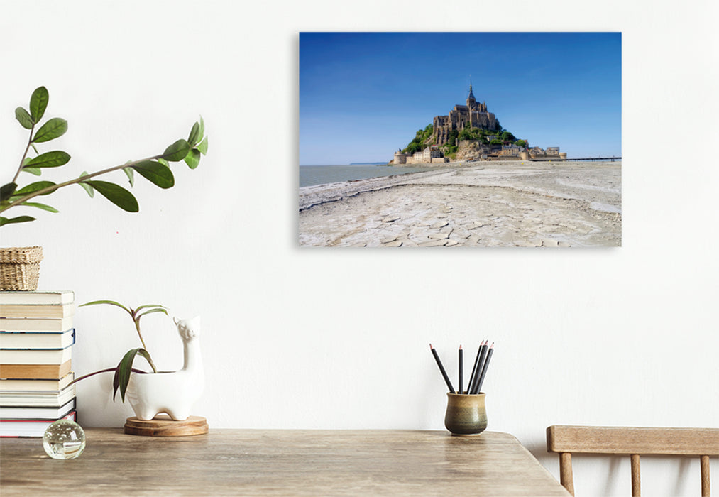 Toile textile premium Toile textile premium 120 cm x 80 cm paysage Mont-Saint-Michel 