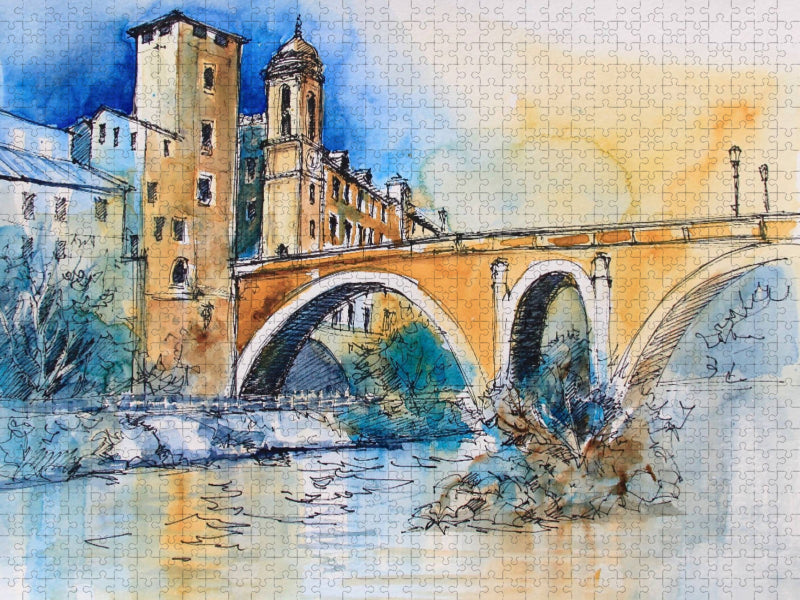 Brücke in Trastevere, Rom, Italien - CALVENDO Foto-Puzzle'
