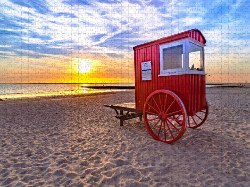 Badewagen im Sonnenuntergang - CALVENDO Foto-Puzzle'