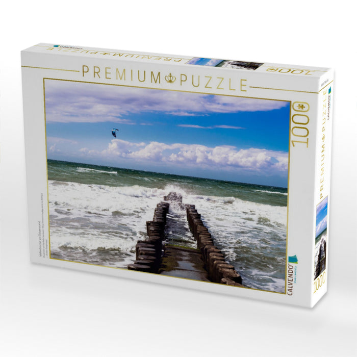 Wellenbrecher am Ostseestrand - CALVENDO Foto-Puzzle'