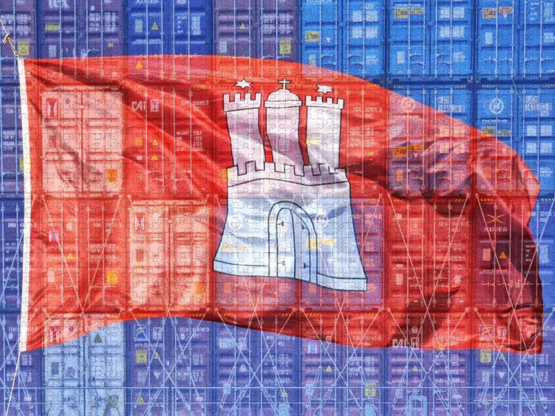 Flagge der Hansestadt Hamburg - CALVENDO Foto-Puzzle'