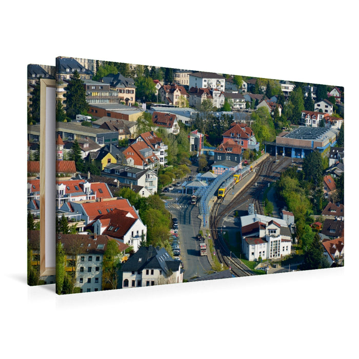 Premium Textil-Leinwand Blick auf den Bahnhof