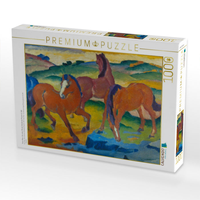 Franz Marc. Die roten Pferde (Weidende Pferde IV.), 1911 - CALVENDO Foto-Puzzle'