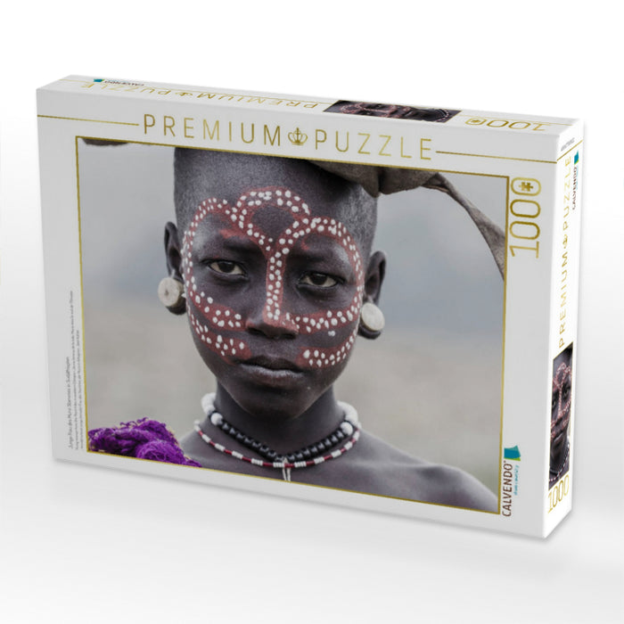 Junge Frau des Mursi Stammes in Südäthiopien - CALVENDO Foto-Puzzle'