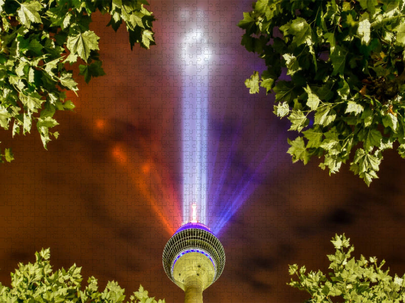 Grand Départ - Der Rheinturm in leuchtenden Nationalfarben von Frankreich - CALVENDO Foto-Puzzle'