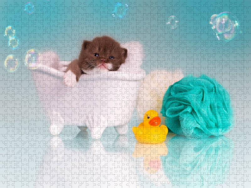 Relax - Kitten in der Badewanne - CALVENDO Foto-Puzzle'