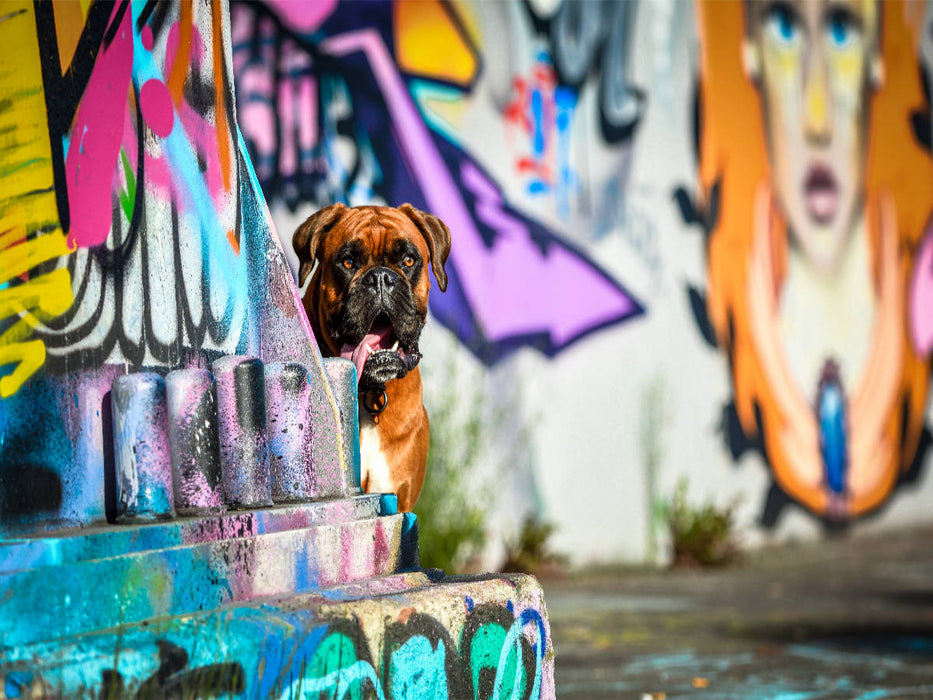 Boxer an einer Graffitywand - CALVENDO Foto-Puzzle'