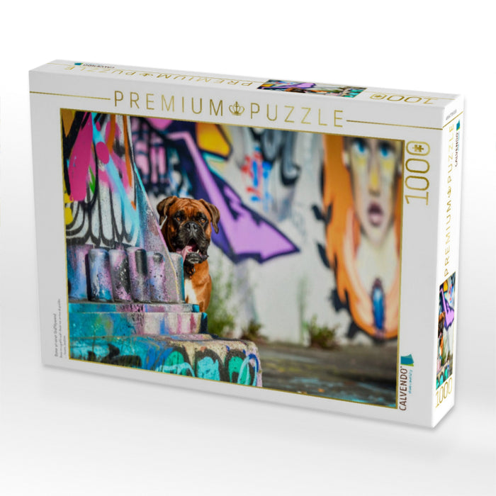 Boxer an einer Graffitywand - CALVENDO Foto-Puzzle'