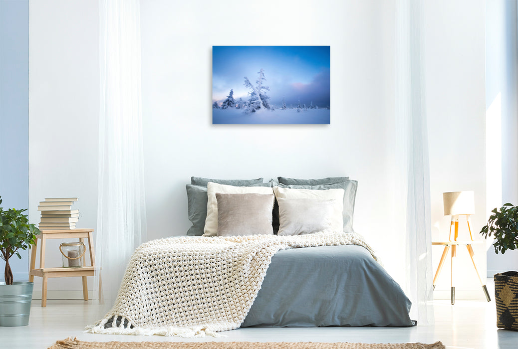 Premium textile canvas Premium textile canvas 120 cm x 80 cm across A motif from the calendar Karelia - winter hiking in Finland 