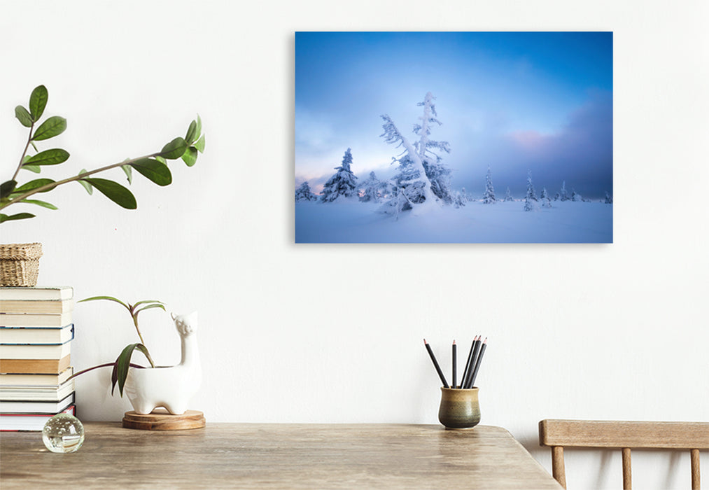 Premium textile canvas Premium textile canvas 120 cm x 80 cm across A motif from the calendar Karelia - winter hiking in Finland 