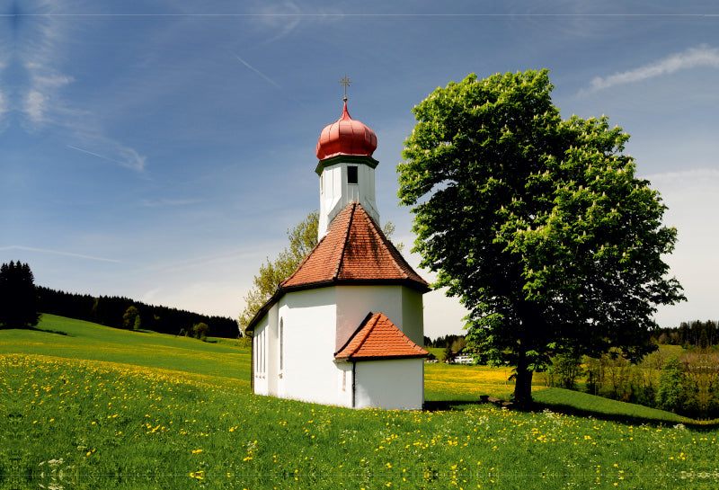 Premium Textil-Leinwand Kapelle bei Weitnau