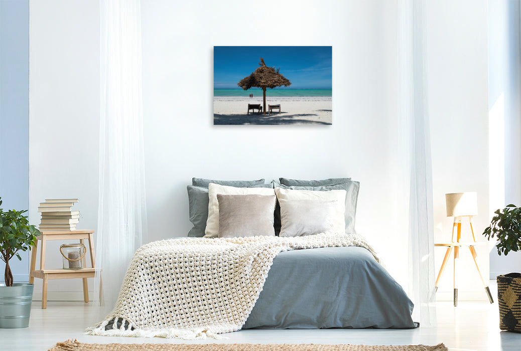 Premium textile canvas Premium textile canvas 120 cm x 80 cm landscape beach - umbrella with a view 