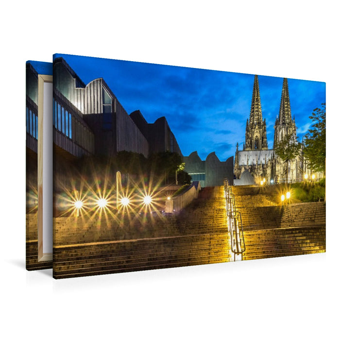 Premium Textil-Leinwand Kölner Dom-Treppen.