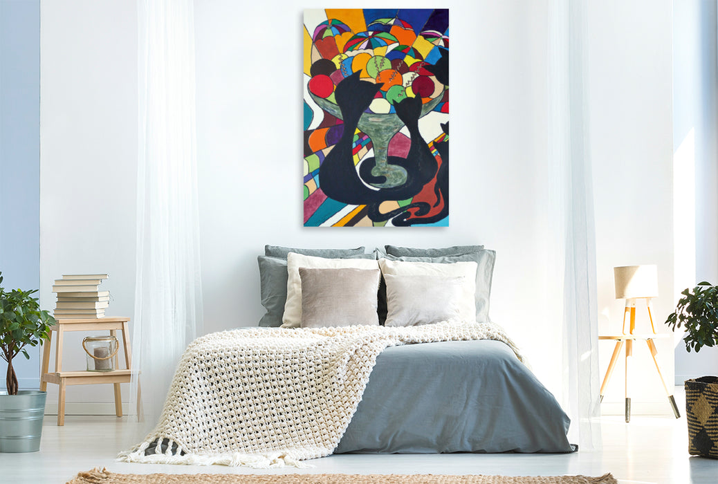 Toile textile haut de gamme Toile textile haut de gamme 80 cm x 120 cm de haut Nasch-Kätz, Petra Kolossa, acrylique sur toile, 70x50, 2015 