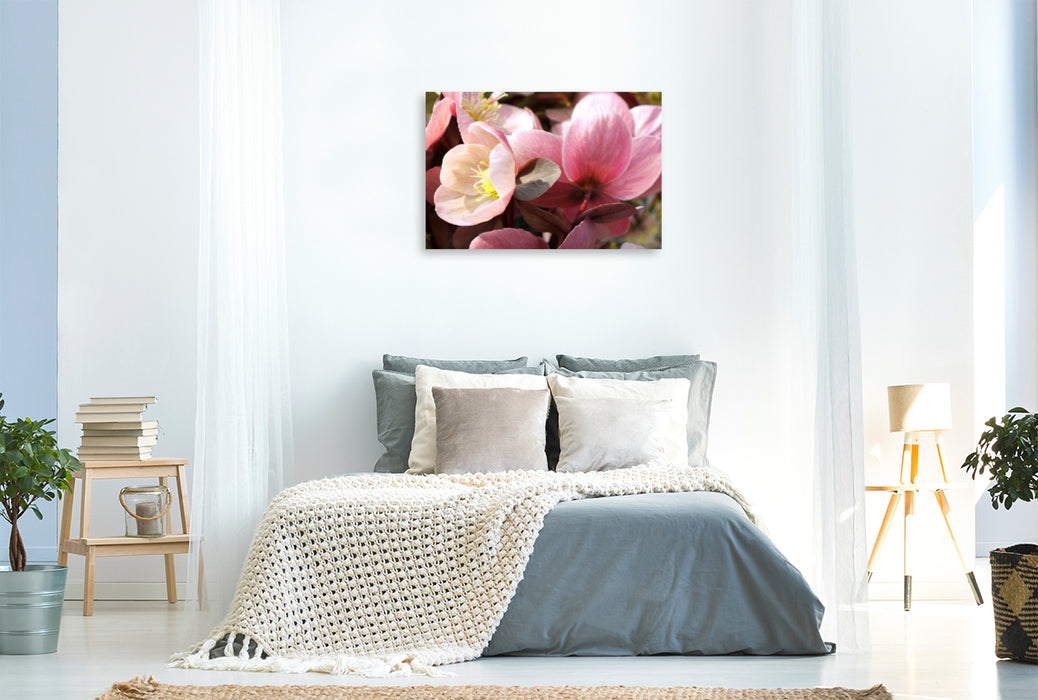 Toile textile premium Toile textile premium 120 cm x 80 cm paysage roses de Noël 