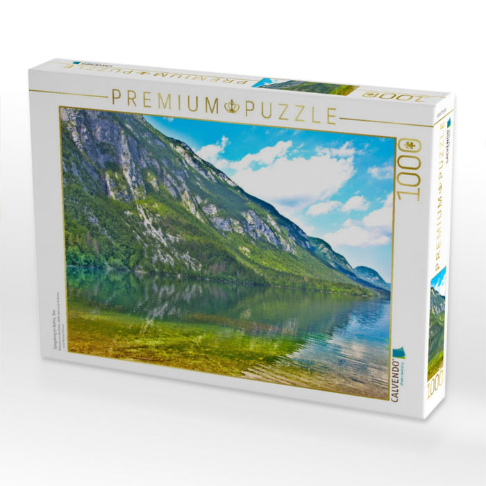 Spiegelung im Bohinj- See - CALVENDO Foto-Puzzle'