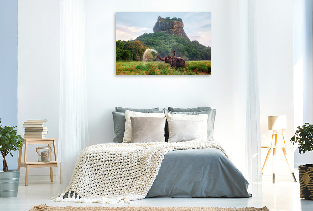 Toile textile premium Toile textile premium 120 cm x 80 cm paysage Sigiriya 