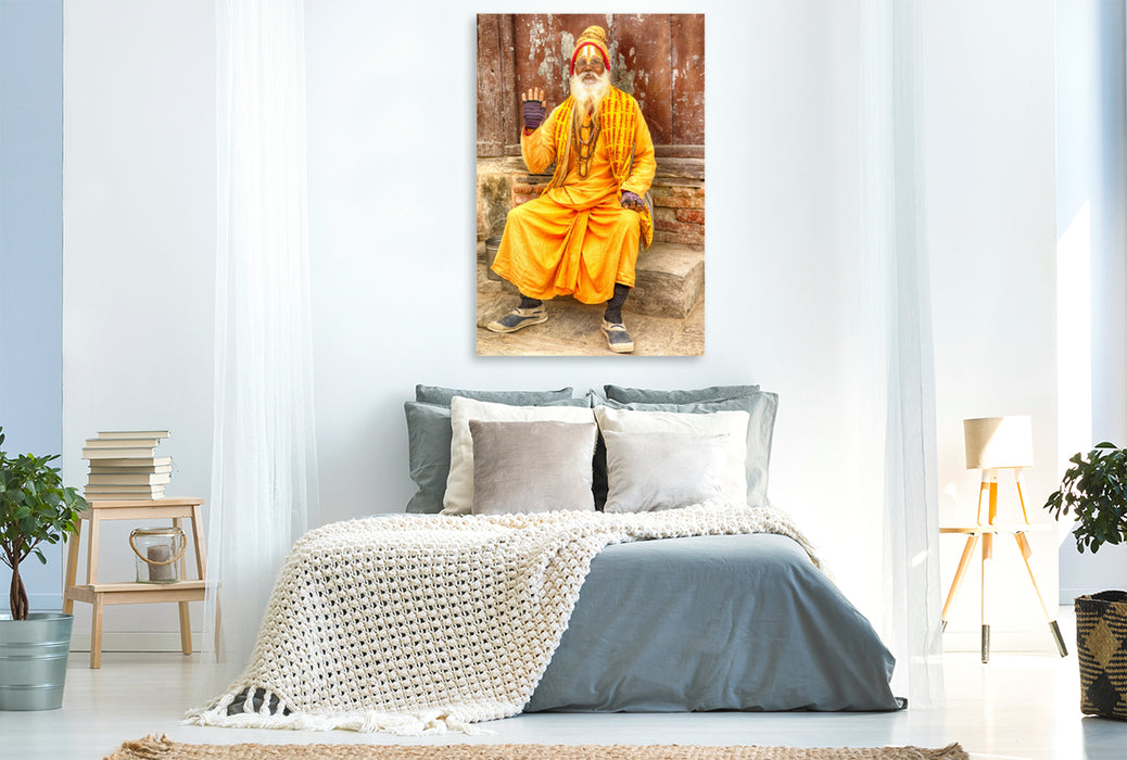 Premium Textil-Leinwand Premium Textil-Leinwand 80 cm x 120 cm  hoch Der heilige Sadhu von Nepal