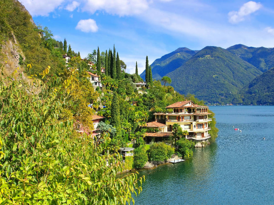 Villen am Ufer des Luganer Sees - CALVENDO Foto-Puzzle'