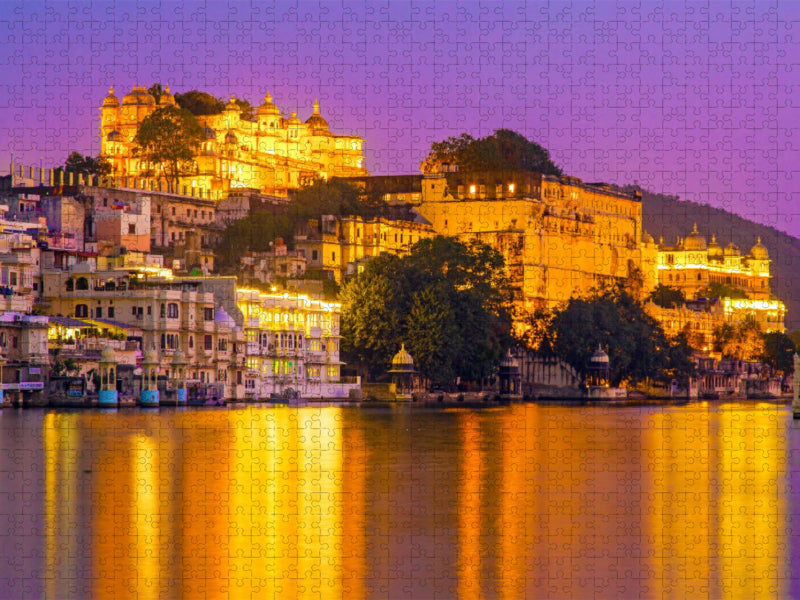 Abendstimmung am Picholasee in Udaipur - CALVENDO Foto-Puzzle'