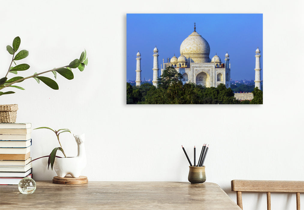 Premium Textil-Leinwand Premium Textil-Leinwand 120 cm x 80 cm quer Das Taj Mahal in Agra