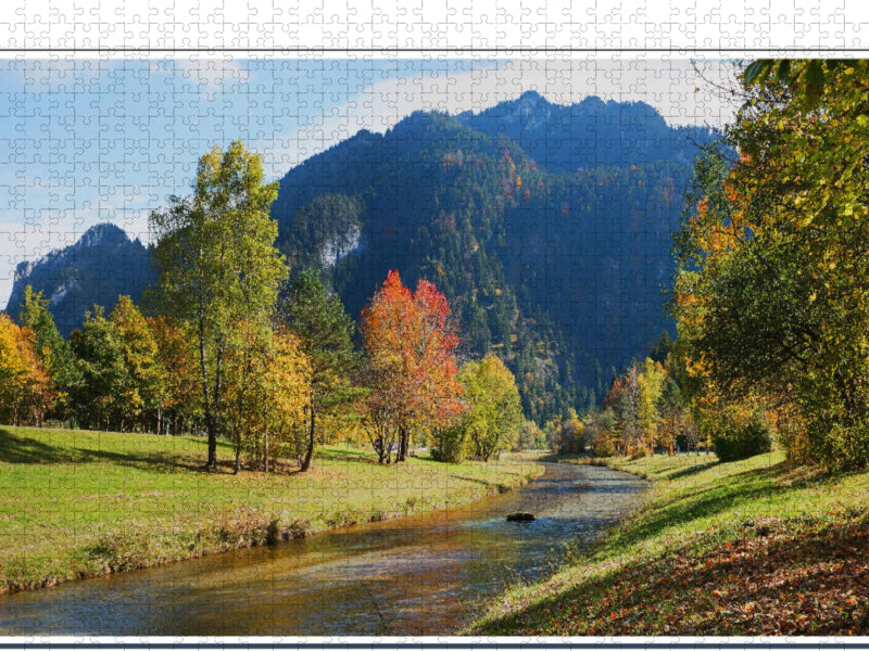 Flusslandschaft Oberbayern bei Oberammergau im Herbst - CALVENDO Foto-Puzzle'