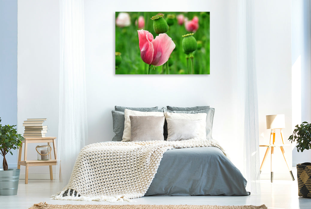 Toile textile haut de gamme Toile textile haut de gamme 120 cm x 80 cm Paysage rêve en rose 