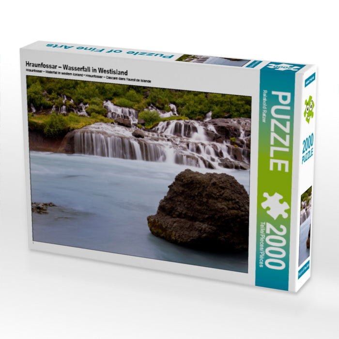 Hraunfossar – Wasserfall in Westisland 2000 Teile Puzzle quer - CALVENDO Foto-Puzzle'