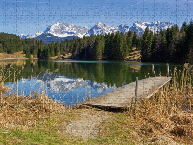 Landschaft Oberbayern Geroldsee und Karwendelgebirge 2000 Teile Puzzle quer - CALVENDO Foto-Puzzle'