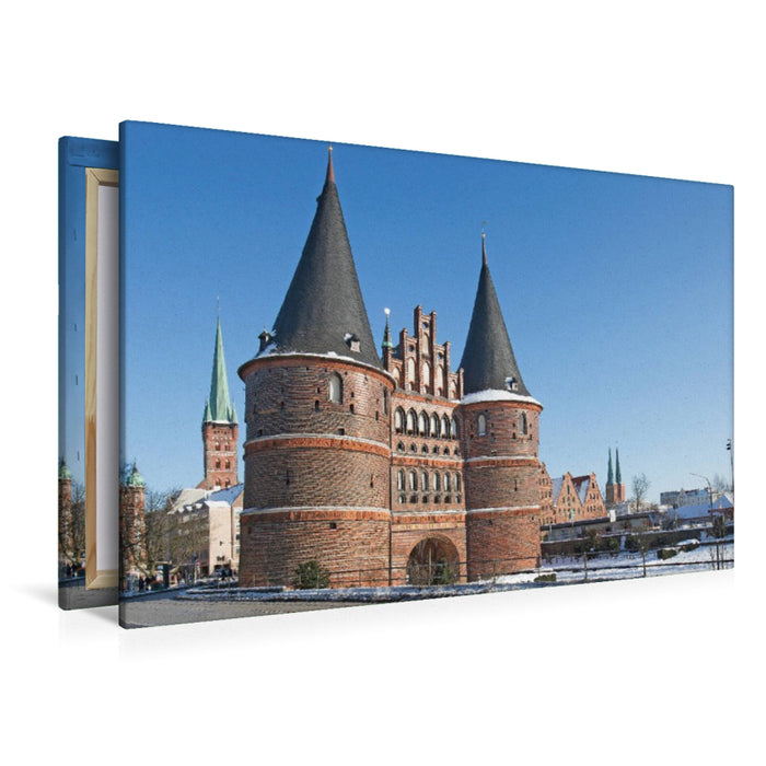 Premium Textil-Leinwand Holstentor Lübeck