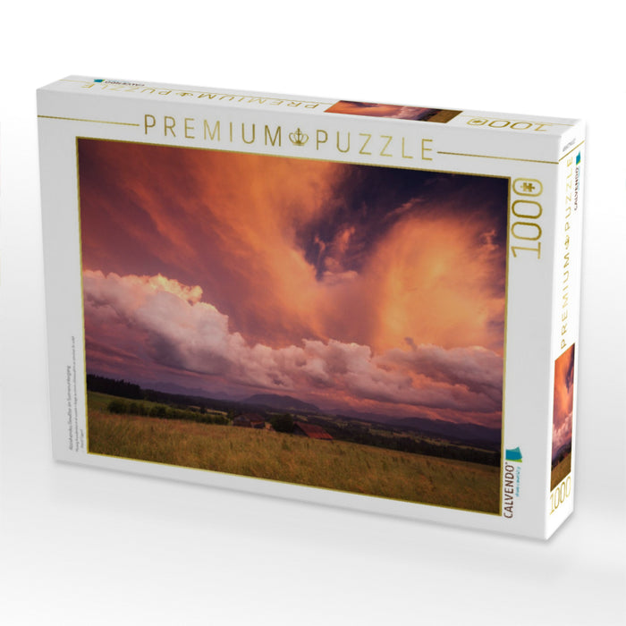 Abziehendes Gewitter im Sonnenuntergang - CALVENDO Foto-Puzzle'