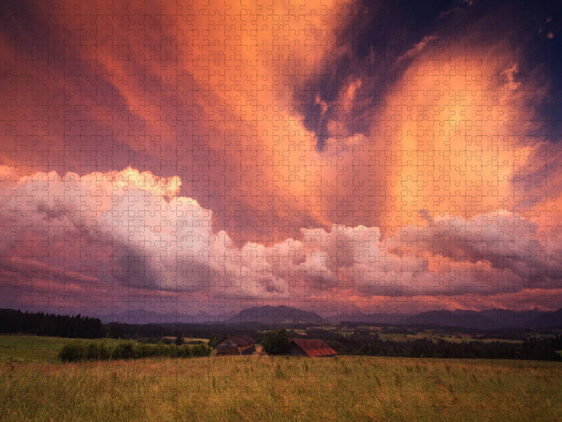 Abziehendes Gewitter im Sonnenuntergang - CALVENDO Foto-Puzzle'