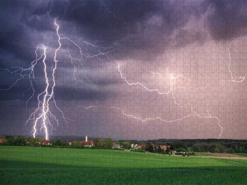 Nahe Blitzschläge in Bayern - CALVENDO Foto-Puzzle'