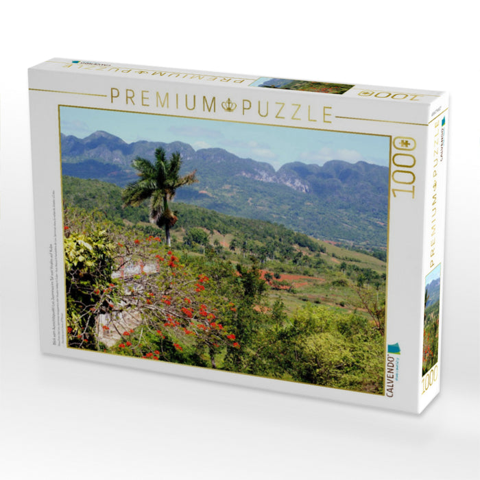Blick vom Aussichtspunkt Los Jazmines im Tal von Vinales auf Kuba - CALVENDO Foto-Puzzle'