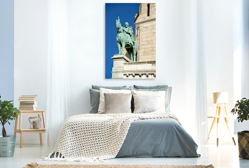 Premium Textil-Leinwand Premium Textil-Leinwand 80 cm x 120 cm  hoch Reiterstatue König Saint Louis