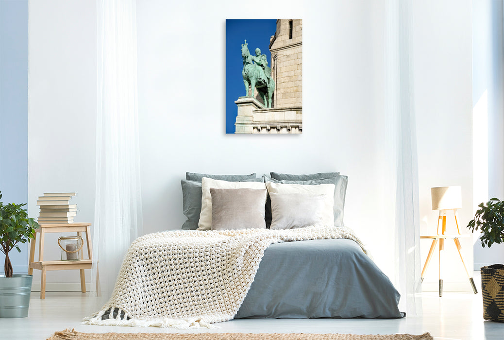 Premium Textil-Leinwand Premium Textil-Leinwand 80 cm x 120 cm  hoch Reiterstatue König Saint Louis